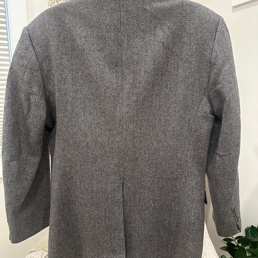 Towncraft Mens Charcoal Herringbone Wool Blazer Jacket, Men 42R, Women XL / XXL - Picture 3 of 6